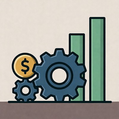 Gears Money and Growth Chart Illustration
