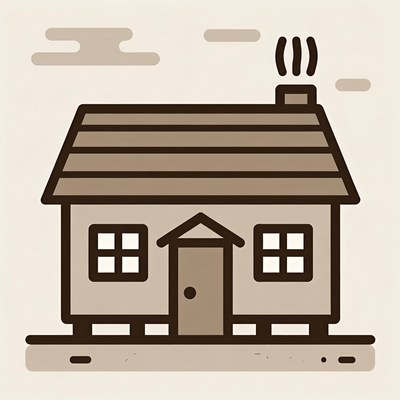 Cartoon House with Chimney Smoke