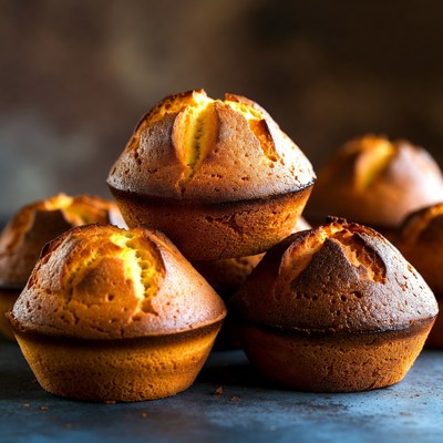 Stack of Golden Brown Muffins
