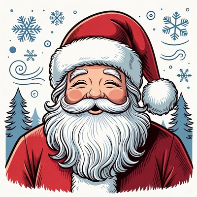 Smiling Santa Claus with Snowflakes