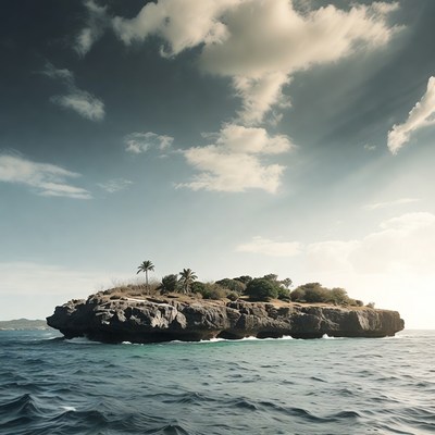 Tropical Island with Palm Trees
