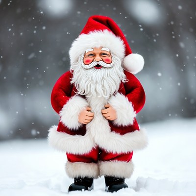 Smiling Santa Claus in Snow