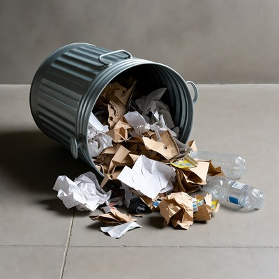 Overflowing Trash Can with Waste