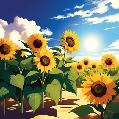 Sunflower Field Under Sunny Sky