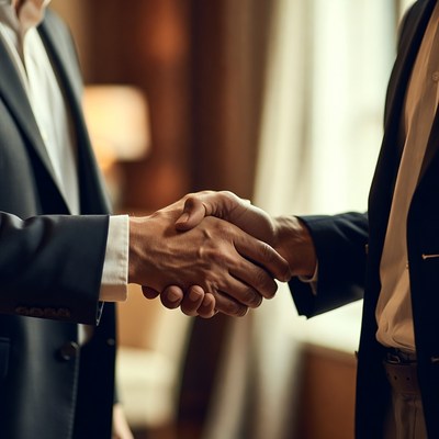 Two businessmen shaking hands