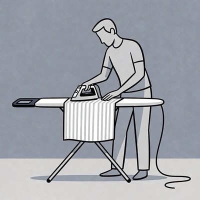 Man ironing shirt illustration