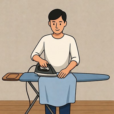 Man ironing clothes illustration