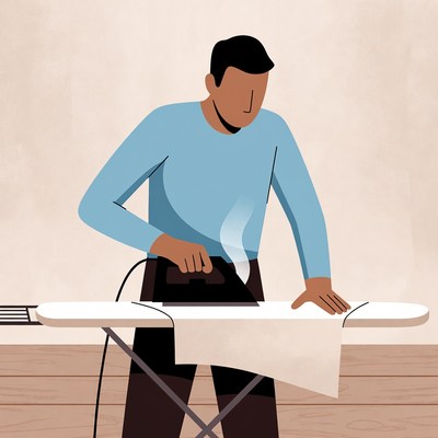 Man ironing shirt illustration