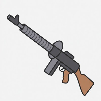 Thompson Submachine Gun Illustration