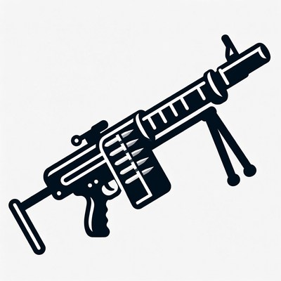 Black Outline Machine Gun Illustration
