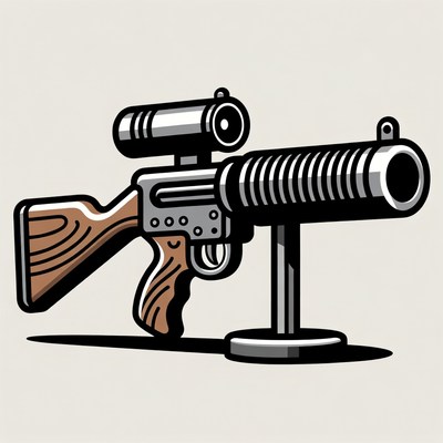 Illustrated Vintage Machine Gun