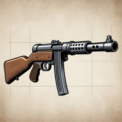 MP40 Submachine Gun Illustration