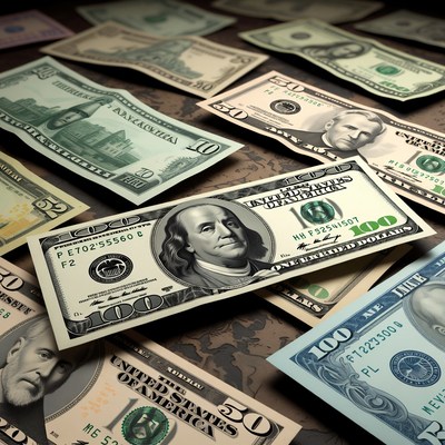 Scattered US Dollar Bills