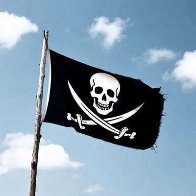 Jolly Roger Pirate Flag on Pole