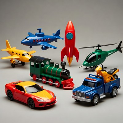 Colorful Toy Vehicles Collection