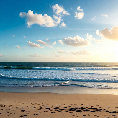 Ocean Waves Crashing on Sandy Beach
