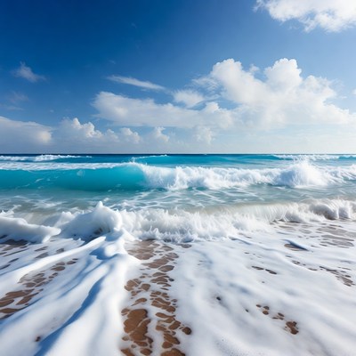 Ocean Waves Crashing on Sandy Beach