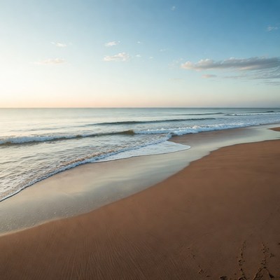 Ocean waves crashing on sandy beach