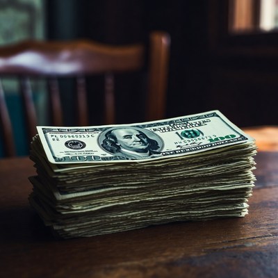 Stack of Benjamin Franklin $100 Bills