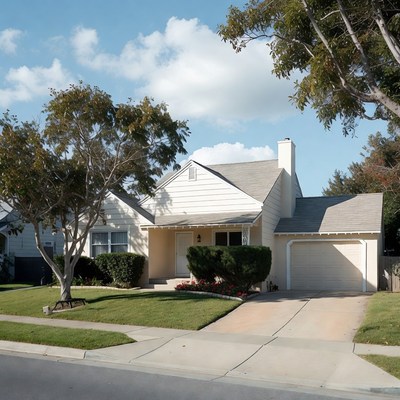 White Suburban House with Garage
