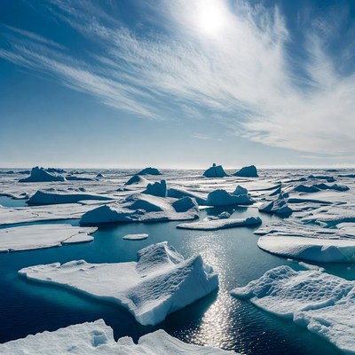 Icebergs in Arctic Ocean