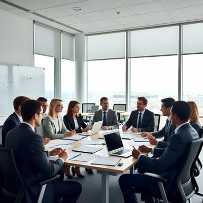 Business team in modern conference meeting