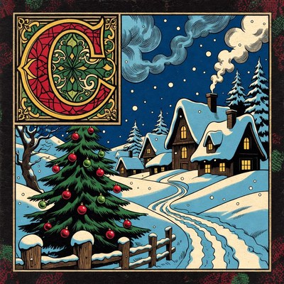 Ornate Christmas Letter C Winter Village