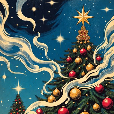 Vintage Christmas Tree with Ornaments