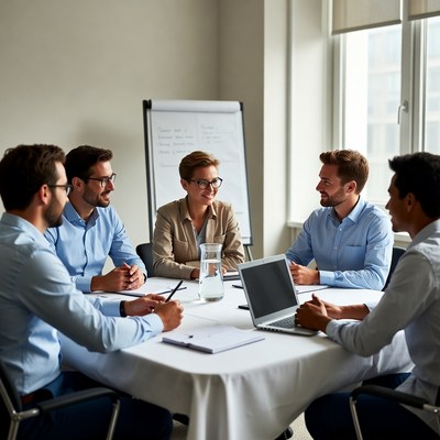Diverse team in business meeting