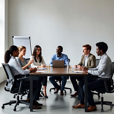Diverse team in business meeting