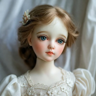 Ball-jointed doll girl in lace dress