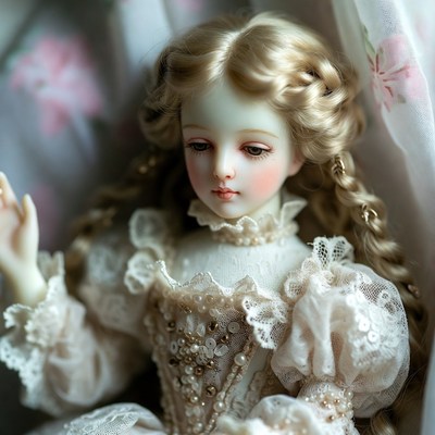 Blonde Ball-Jointed Doll in Lace Dress