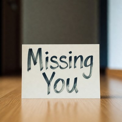 Missing You sign on table