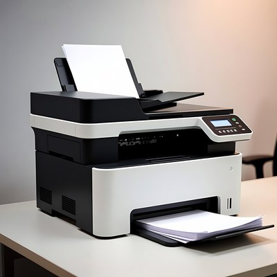Black Multifunction Printer on Desk