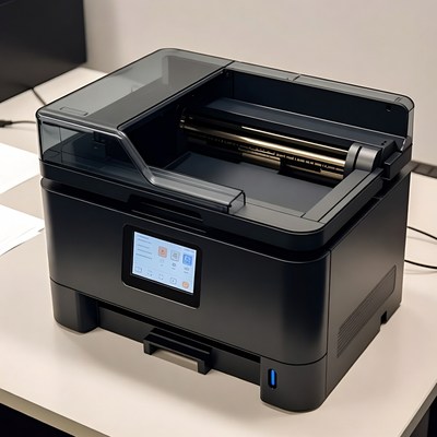 Black Multifunction Printer Open Tray