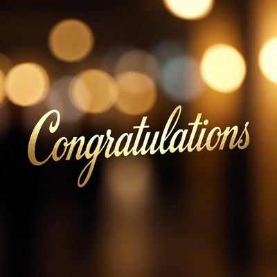 Golden Congratulations Text with Bokeh Lights