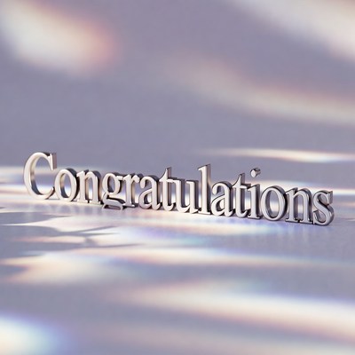 Shiny Congratulations Text on Reflective Surface