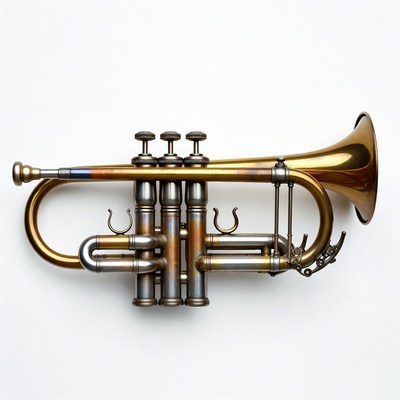 Brass Trumpet on White Background
