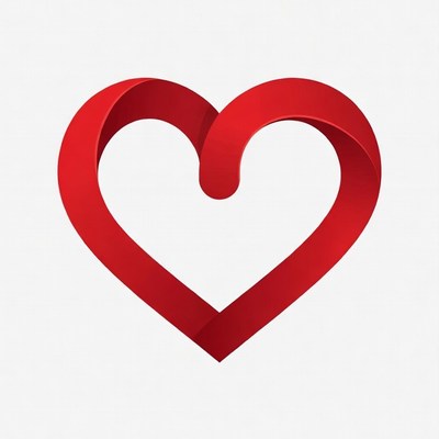 Red 3D Origami Heart