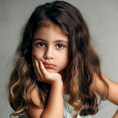 Girl with hand on chin