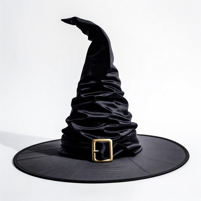 Black Witch Hat with Gold Buckle
