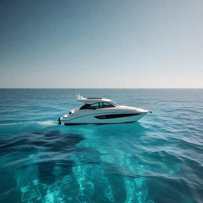 White motor yacht on turquoise ocean