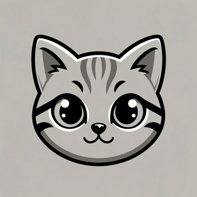 Cute gray tabby cat illustration