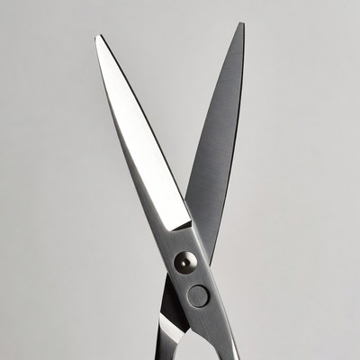 Silver Scissors on White Background