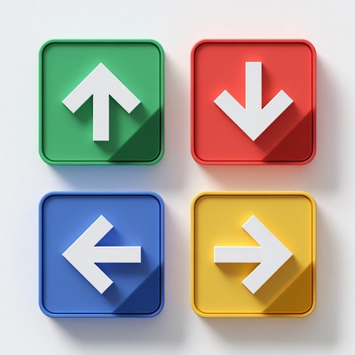 Colorful Arrow Buttons Up Down Left Right