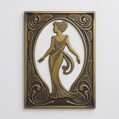 Art Nouveau Brass Woman Silhouette