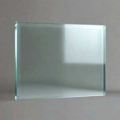Clear Glass Block on Gray Background