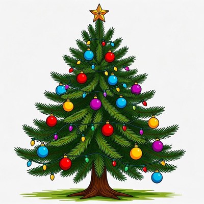 Colorful Christmas Tree Illustration