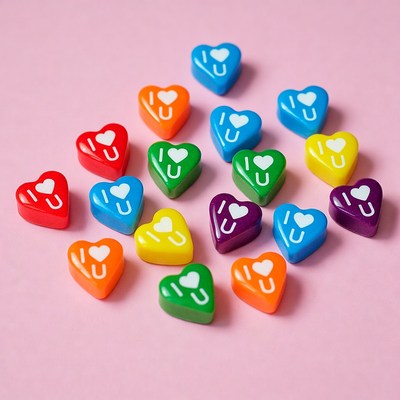 Rainbow I Love You Heart Charms