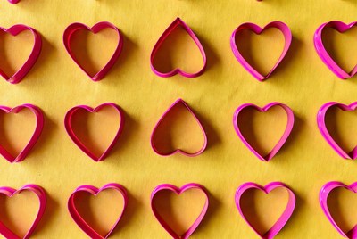 Pink Heart Cookie Cutters on Yellow